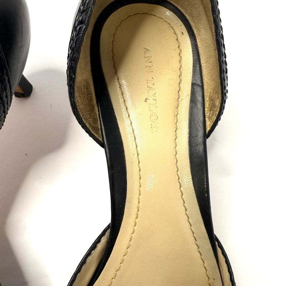 Ann Taylor Black Leather D’Orsay Pump Kitten Heel Size 8 - Picture 8 of 8